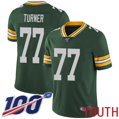 Green Bay Packers Limited Green Youth #77 Turner Billy Home Jersey Nike NFL 100th Season Vapor Untouchable->youth nfl jersey->Youth Jersey